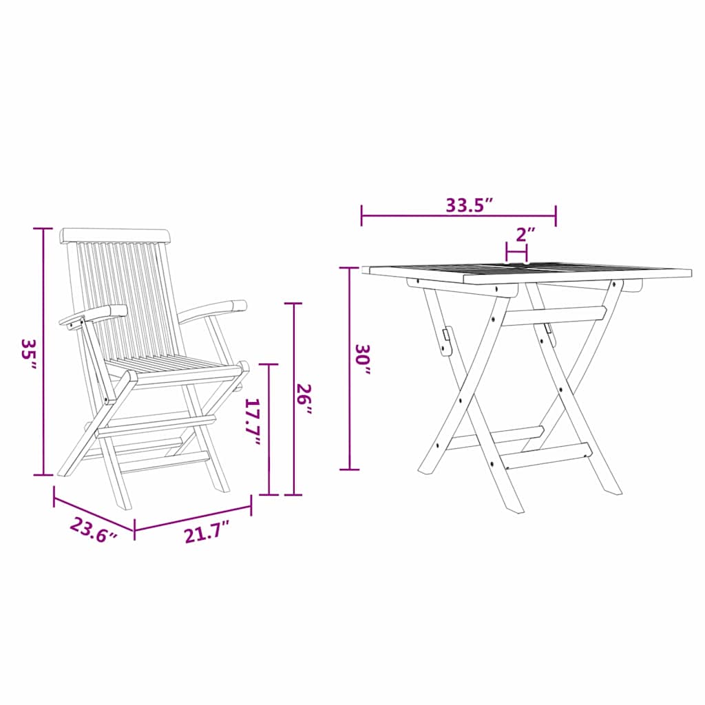 Tuin Eetset 2 Pcs Bruin Massief Teakhout