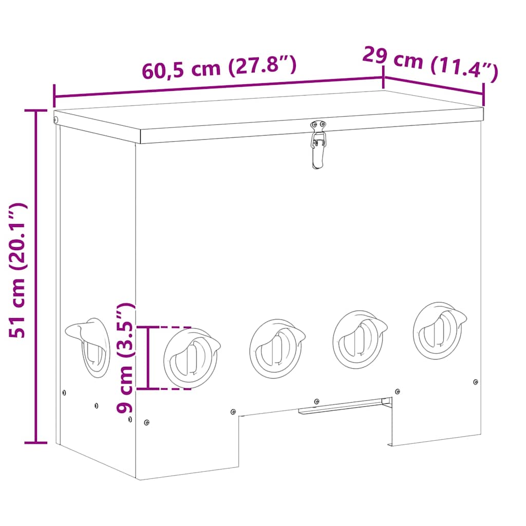 Kip Voerbak 60,5 X 29 X 51 Cm 25 Kg Koudgewalst Staal