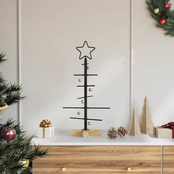 Kerstdecoratie Kerstboom Met Houten Basis Metaal Zwart Zwart