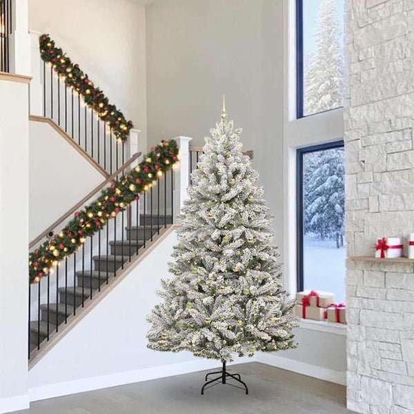 Kunstkerstboom Met 300 Led Pvc En Metaal Groen En Wit