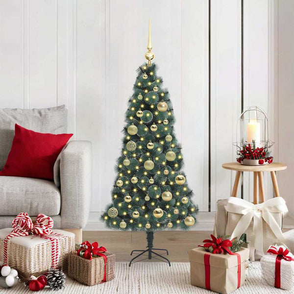 Artificial Pre-Lit Kerstboom Met Bal Set Groen 150 Cm Pet
