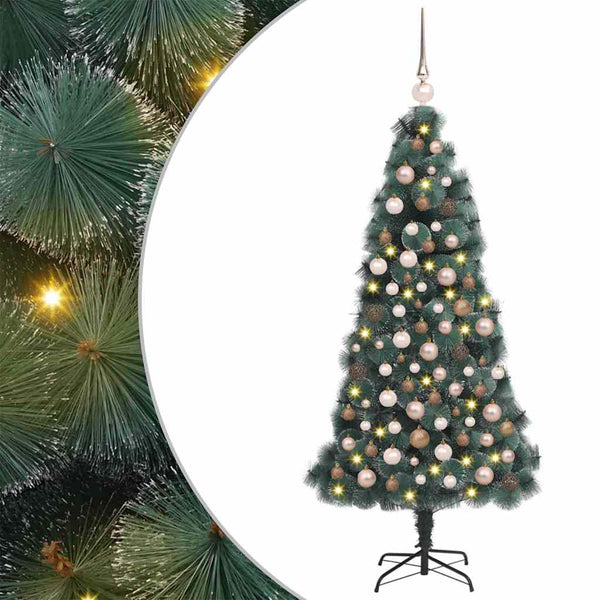 Artificial Pre-Lit Kerstboom Met Bal Set Groen 150 Cm Pet