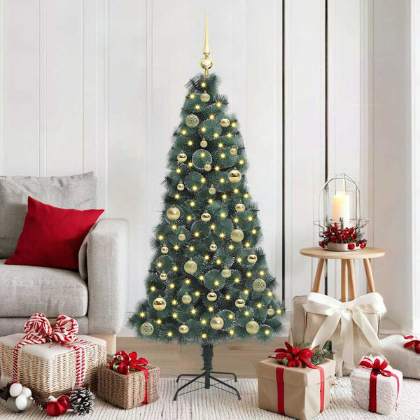 Artificial Pre-Lit Kerstboom Met Bal Set Groen 150 Cm Pet