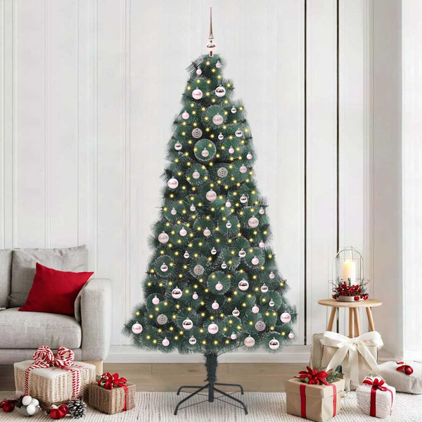 Artificial Pre-Lit Kerstboom Met Bal Set Groen 150 Cm Pet