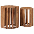 Handgemaakte Bijzettafel Set 2 Pcs Teakbruin 40 X 40 X 45 Cm