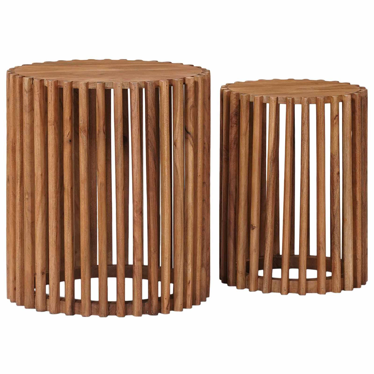 Handgemaakte Bijzettafel Set 2 Pcs Teakbruin 40 X 40 X 45 Cm