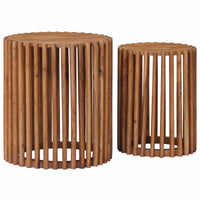 Handgemaakte Bijzettafel Set 2 Pcs Teakbruin 40 X 40 X 45 Cm