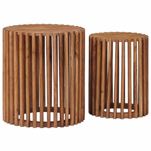 Handgemaakte Bijzettafel Set 2 Pcs Teakbruin 40 X 40 X 45 Cm
