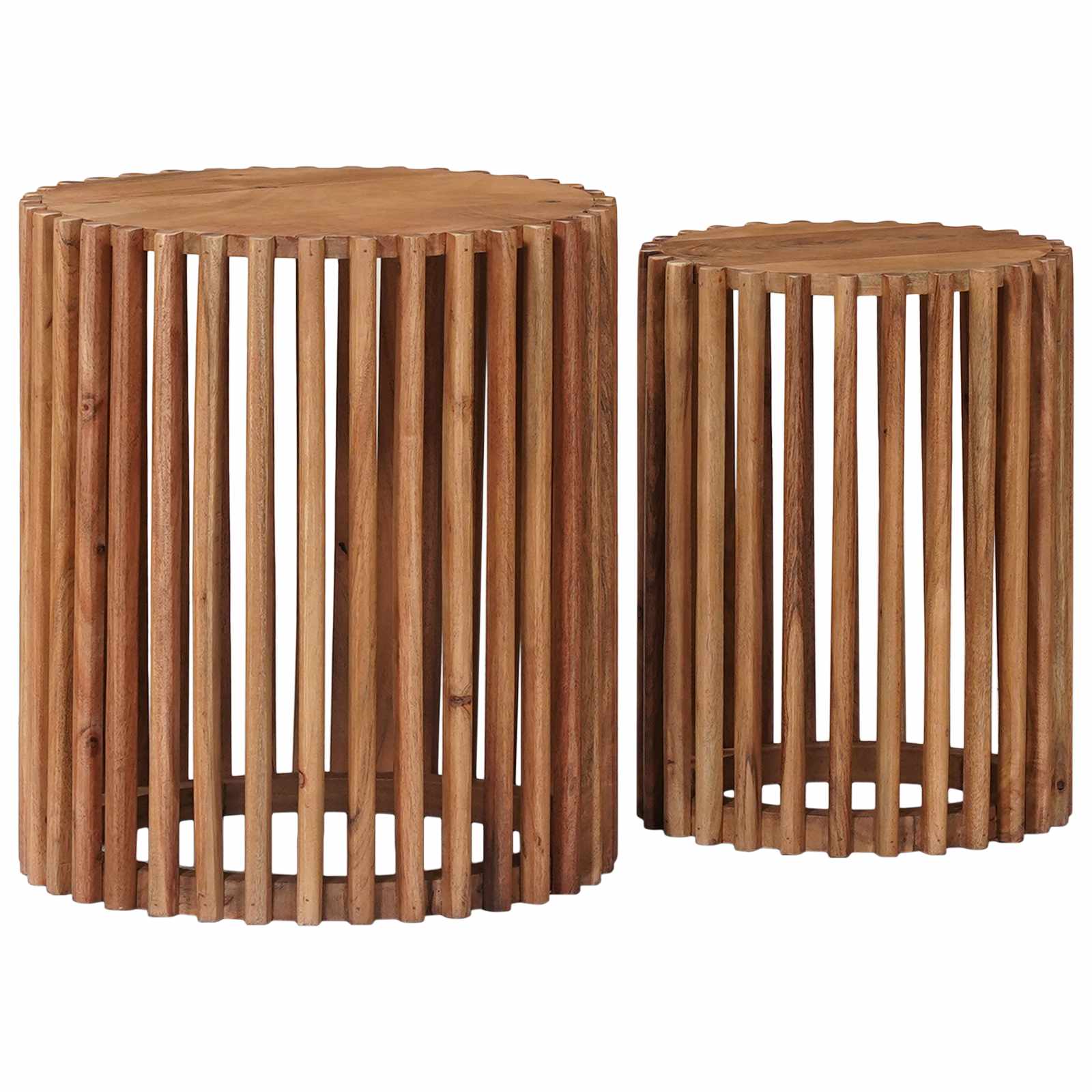 Handgemaakte Bijzettafel Set 2 Pcs Teakbruin 40 X 40 X 45 Cm