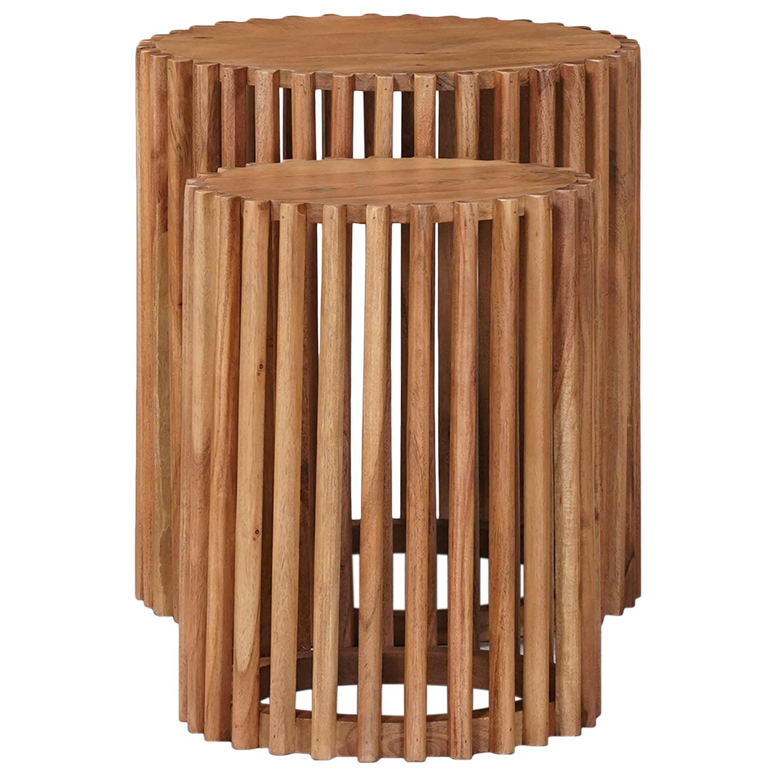 Handgemaakte Bijzettafel Set 2 Pcs Teakbruin 40 X 40 X 45 Cm