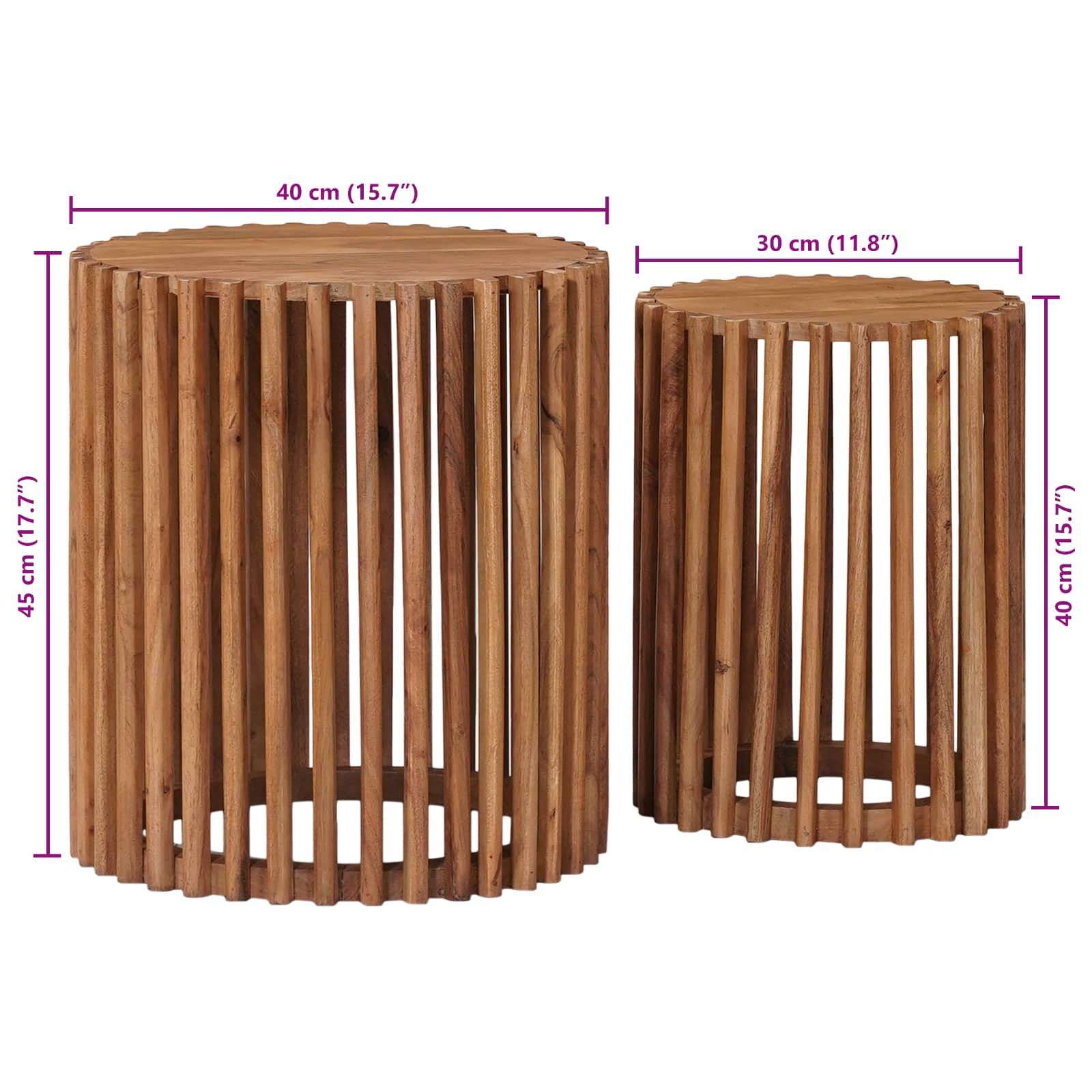 Handgemaakte Bijzettafel Set 2 Pcs Teakbruin 40 X 40 X 45 Cm