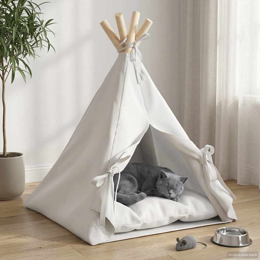 Dieren Teepee Met Kussen Wit 40 X 40 X 50 Cm Polyester