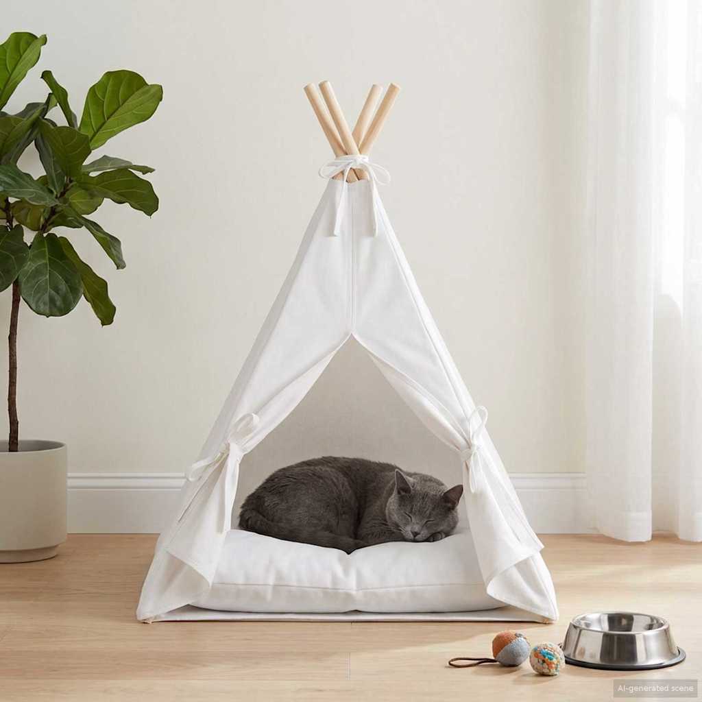 Dieren Teepee Met Kussen Wit 40 X 40 X 50 Cm Polyester