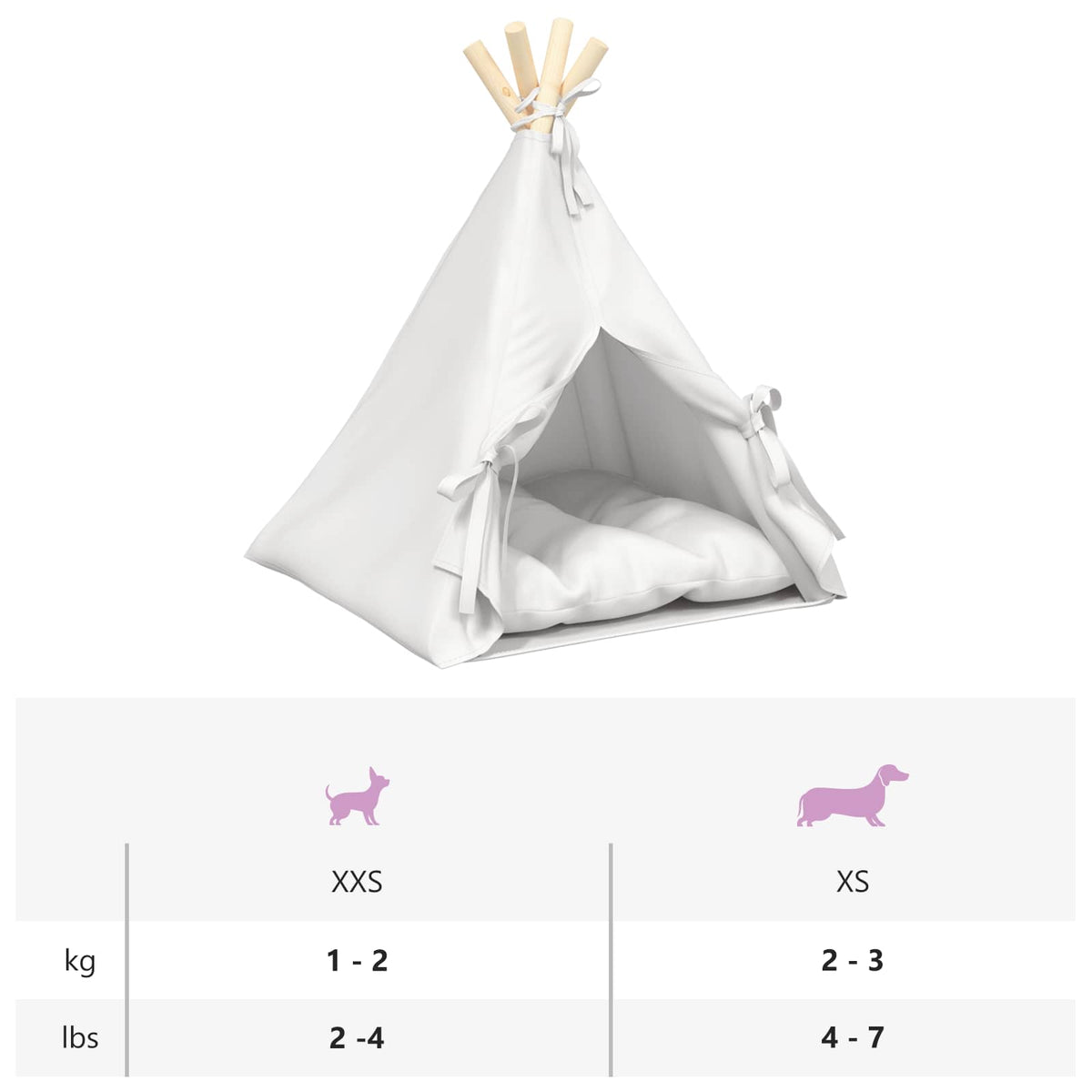 Dieren Teepee Met Kussen Wit 40 X 40 X 50 Cm Polyester