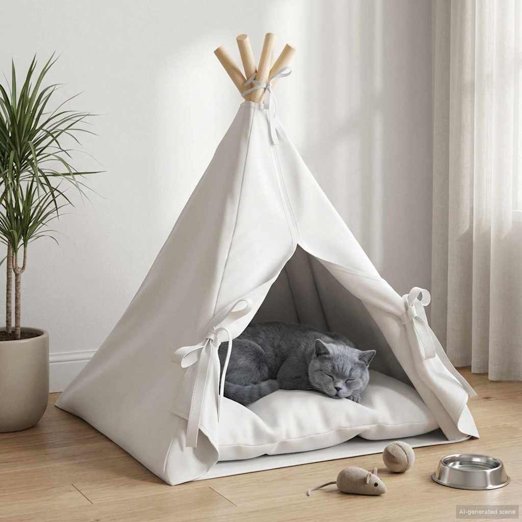 Dieren Teepee Met Kussen Wit 40 X 40 X 50 Cm Polyester