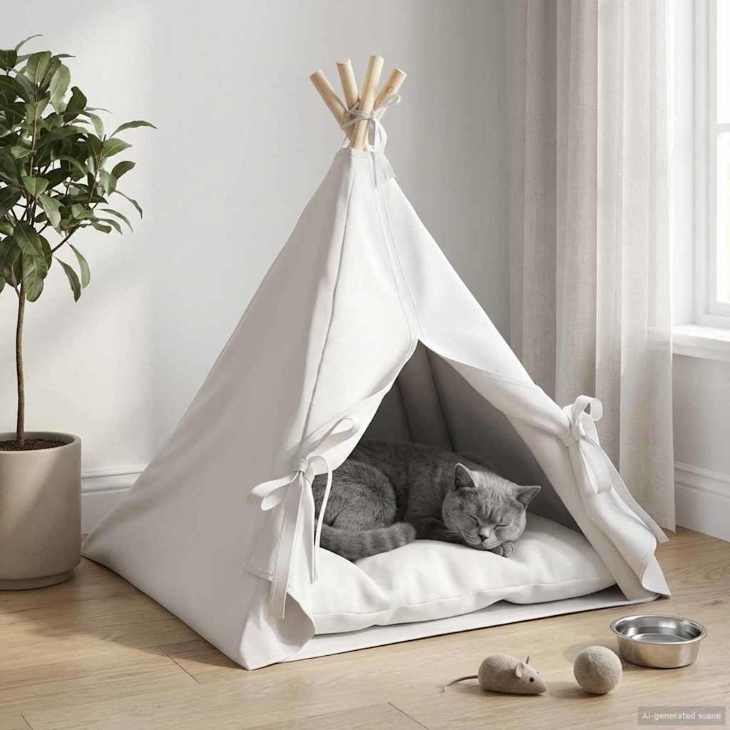 Dieren Teepee Met Kussen Wit 40 X 40 X 50 Cm Polyester