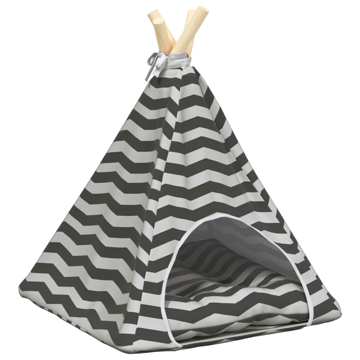 Dieren Teepee Met Kussen Wit En Grijs 40 X 40 X 50 Cm Polyester