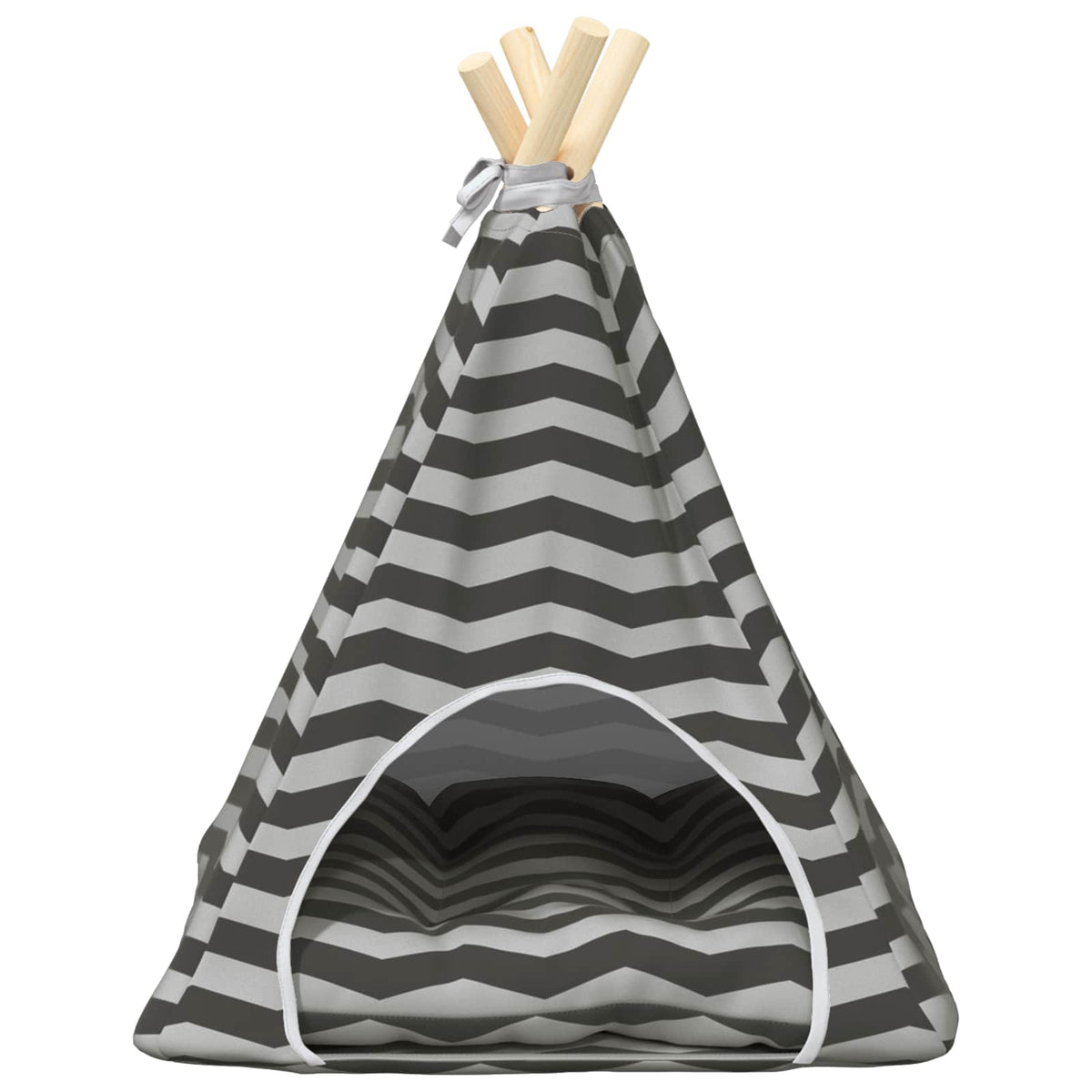 Dieren Teepee Met Kussen Wit En Grijs 40 X 40 X 50 Cm Polyester