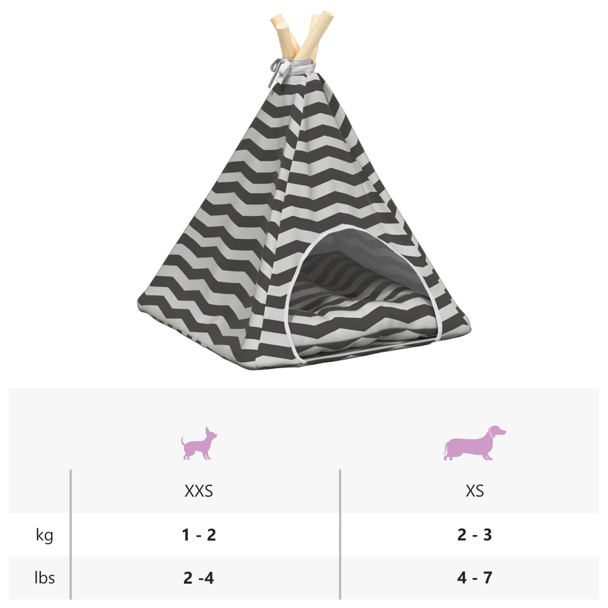 Dieren Teepee Met Kussen Wit En Grijs 40 X 40 X 50 Cm Polyester