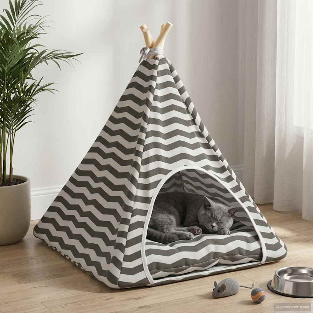 Dieren Teepee Met Kussen Wit En Grijs 40 X 40 X 50 Cm Polyester