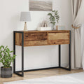 Bijzettafel Met Lade 100 X 36 X 75 Cm Bewerkt Hout