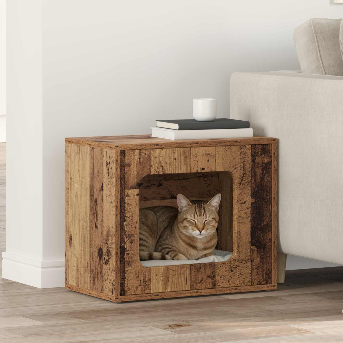 Kattenhuis 51 X 30 X 42,5 Cm Bewerkt Hout