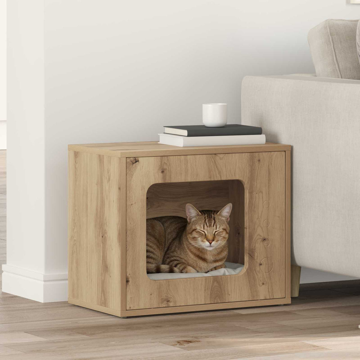 Kattenhuis 51 X 30 X 42,5 Cm Bewerkt Hout