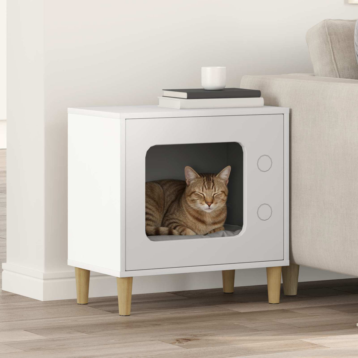 Kattenhuis 51 X 30 X 52 Cm Bewerkt Hout