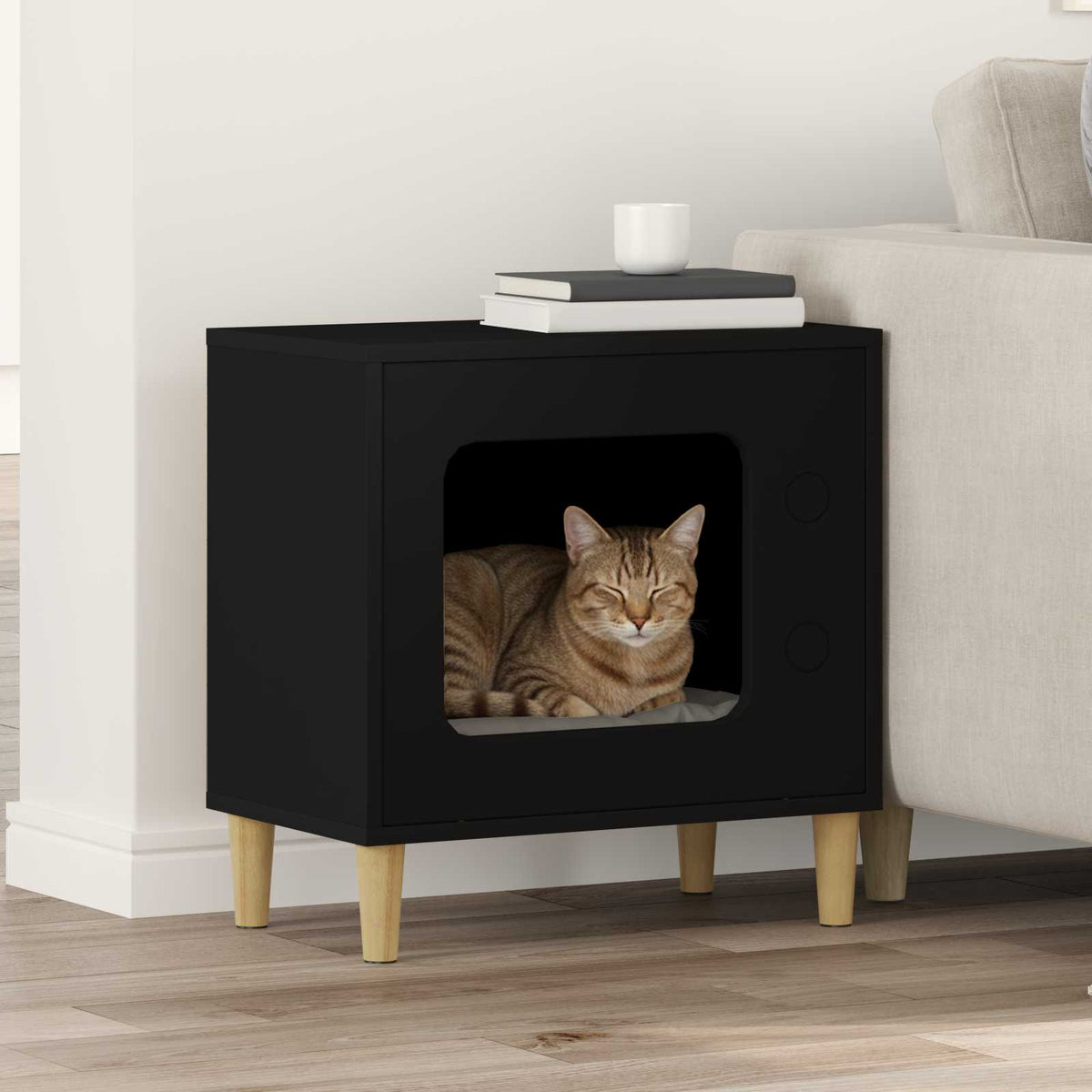 Kattenhuis 51 X 30 X 52 Cm Bewerkt Hout