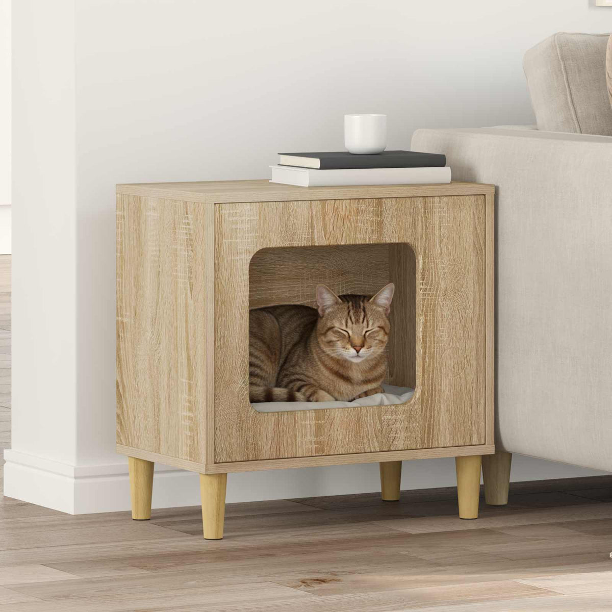Kattenhuis 51 X 30 X 52 Cm Bewerkt Hout