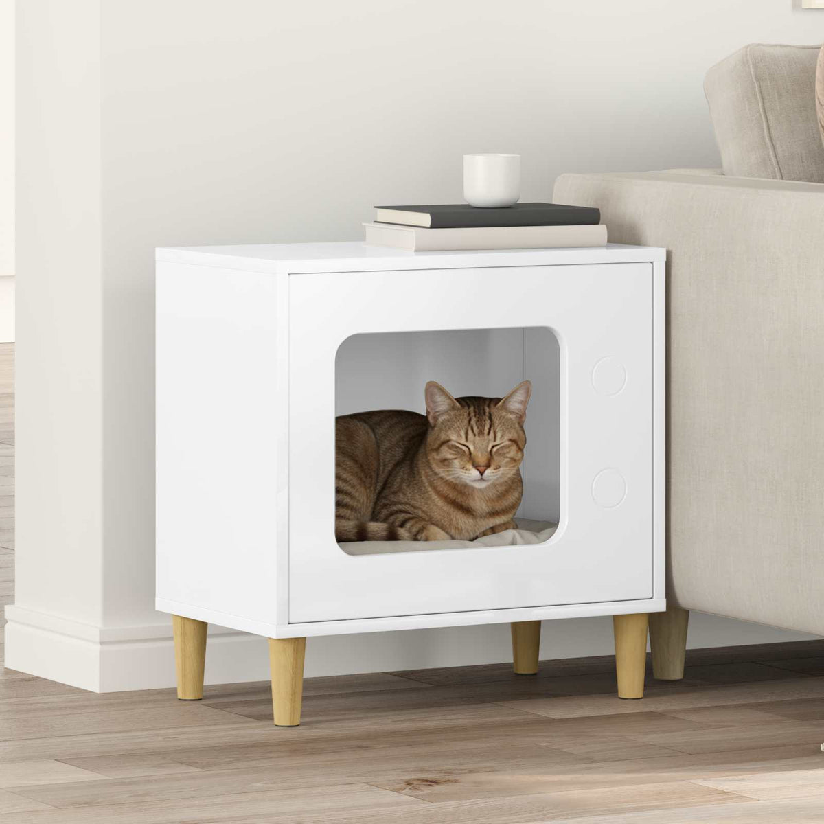 Kattenhuis 51 X 30 X 52 Cm Bewerkt Hout