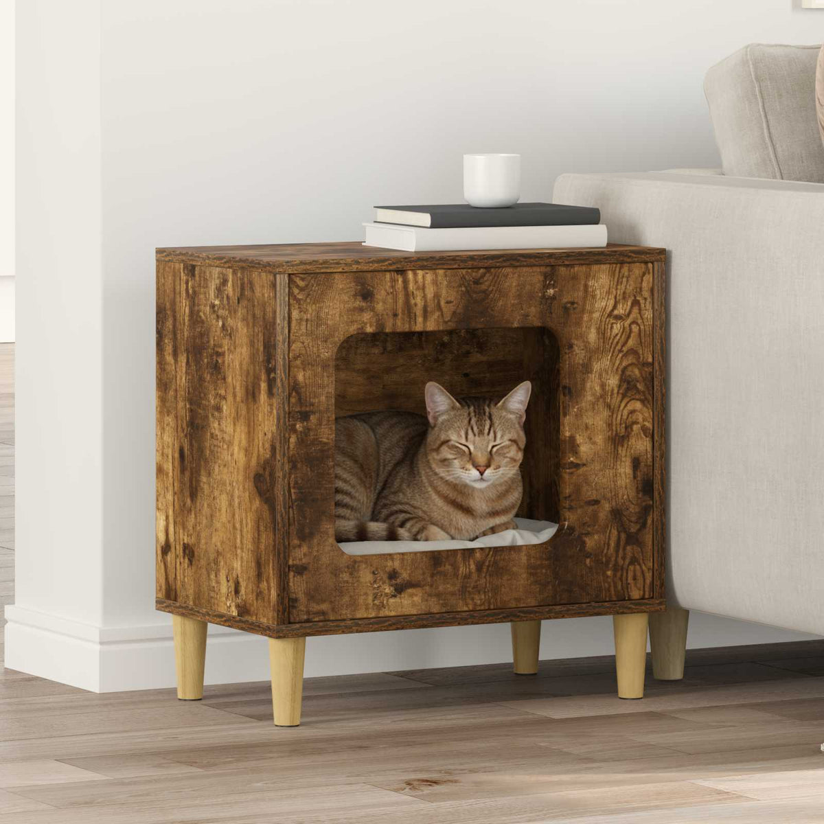 Kattenhuis 51 X 30 X 52 Cm Bewerkt Hout