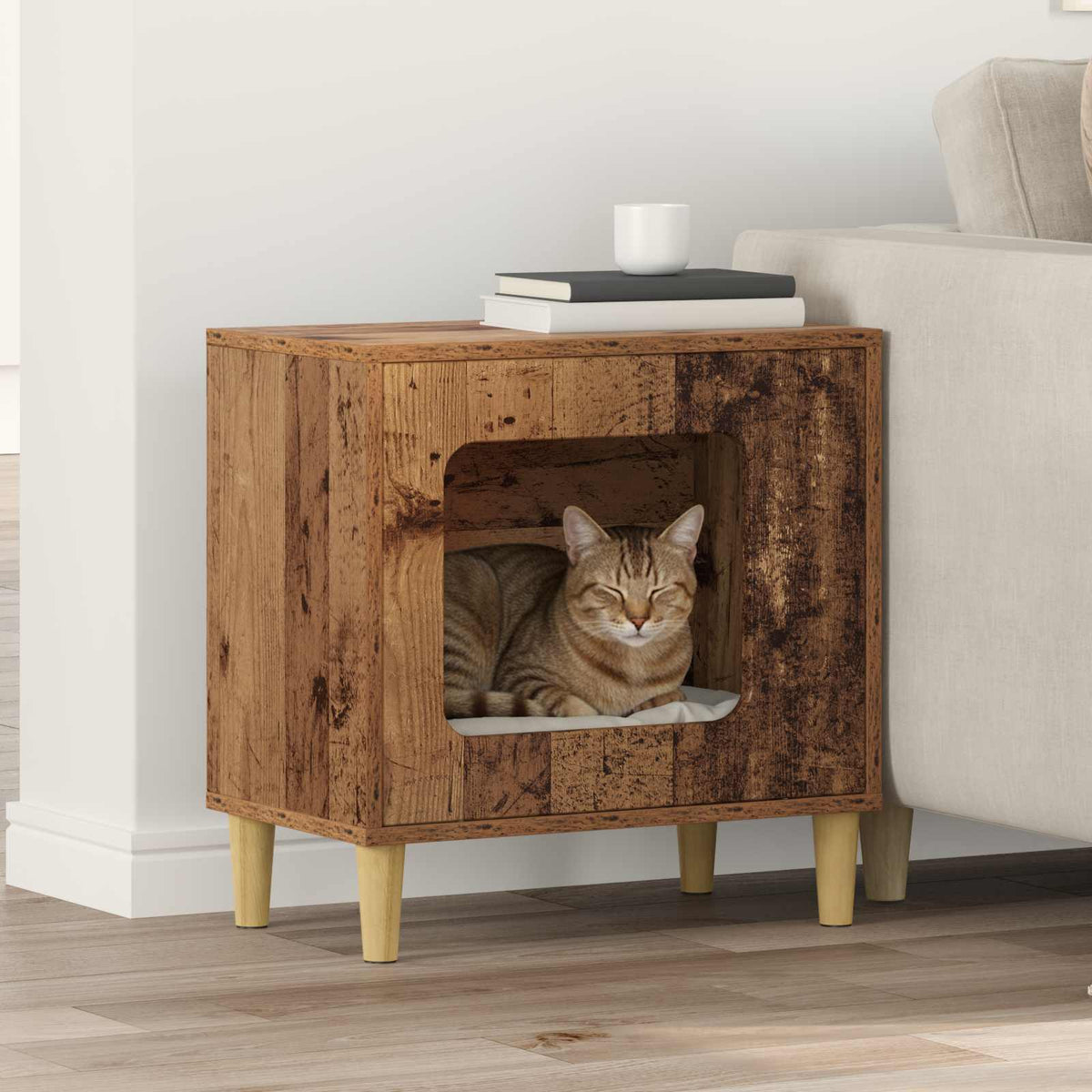 Kattenhuis 51 X 30 X 52 Cm Bewerkt Hout