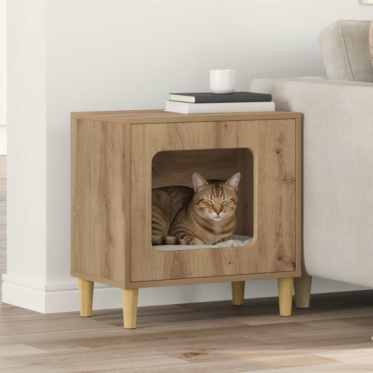 Kattenhuis 51 X 30 X 52 Cm Bewerkt Hout