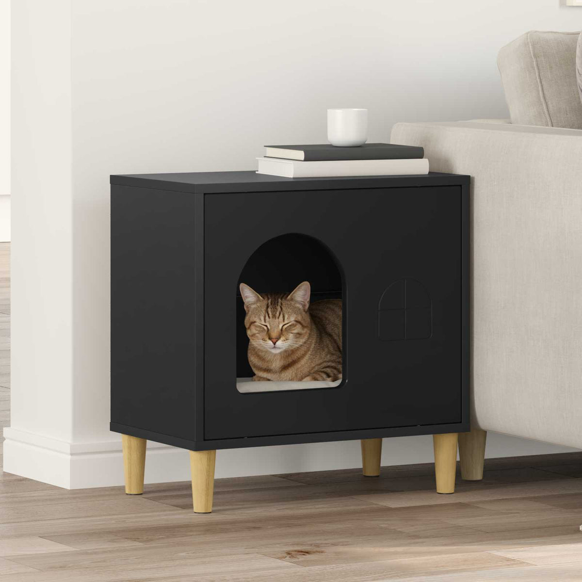 Kattenhuis 51 X 30 X 52 Cm Bewerkt Hout