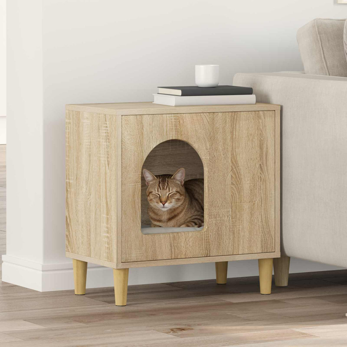 Kattenhuis 51 X 30 X 52 Cm Bewerkt Hout