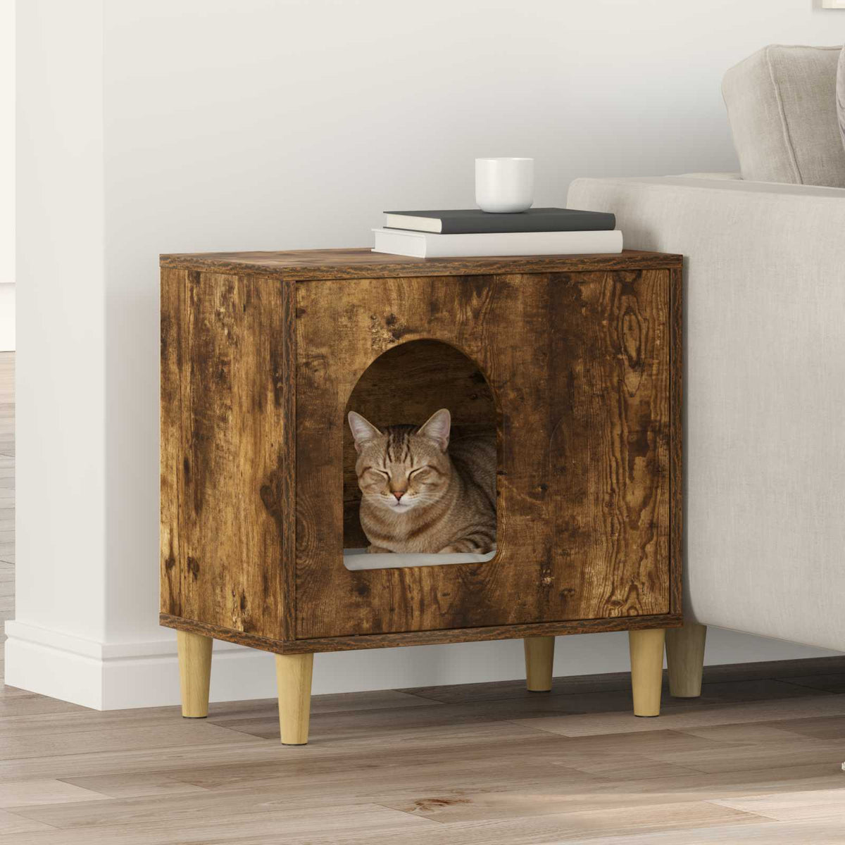 Kattenhuis 51 X 30 X 52 Cm Bewerkt Hout