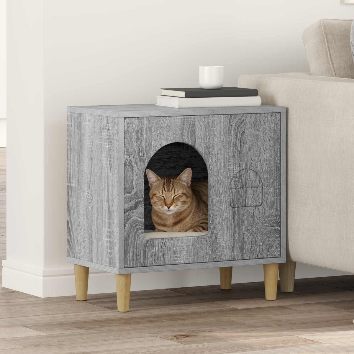 Kattenhuis 51 X 30 X 52 Cm Bewerkt Hout