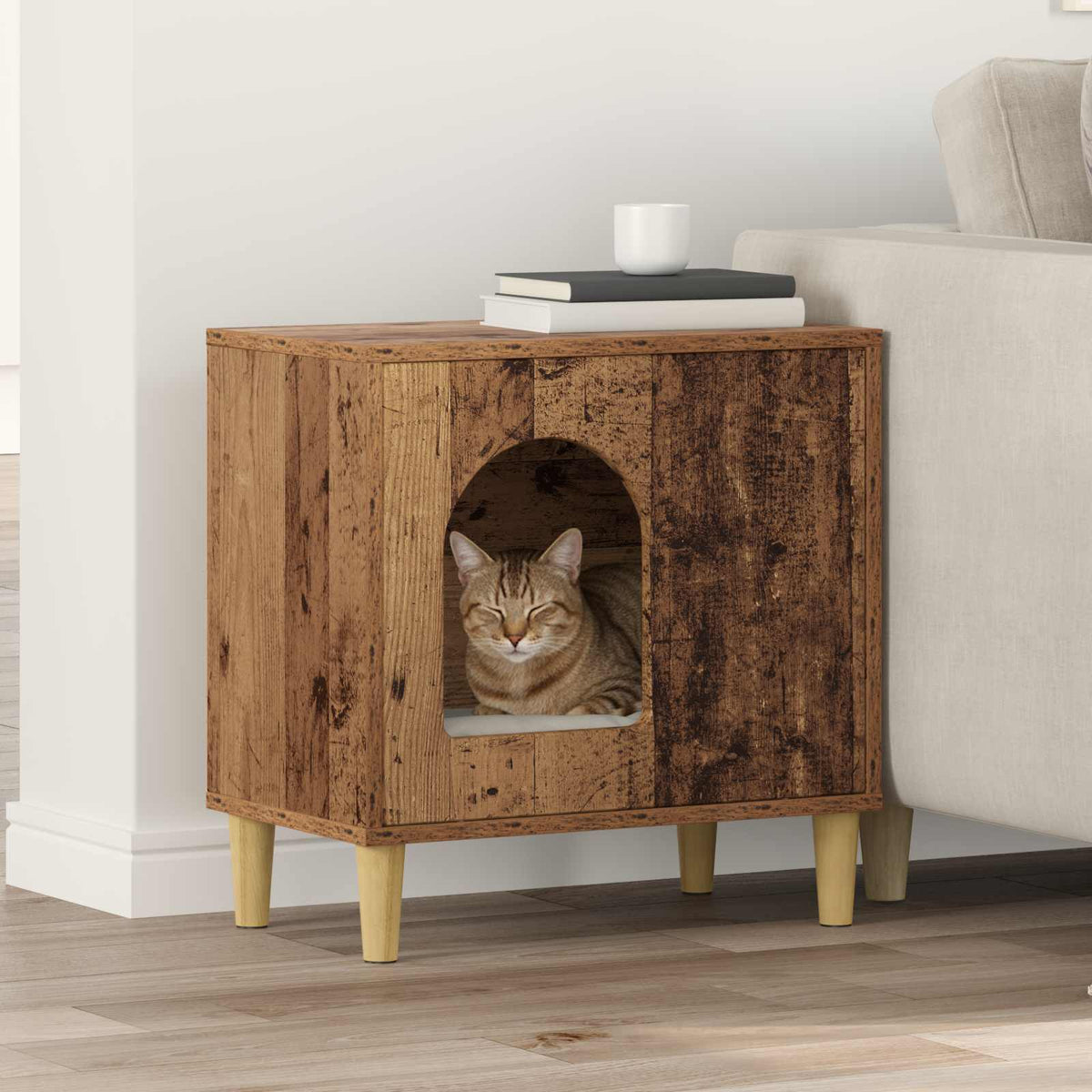 Kattenhuis 51 X 30 X 52 Cm Bewerkt Hout