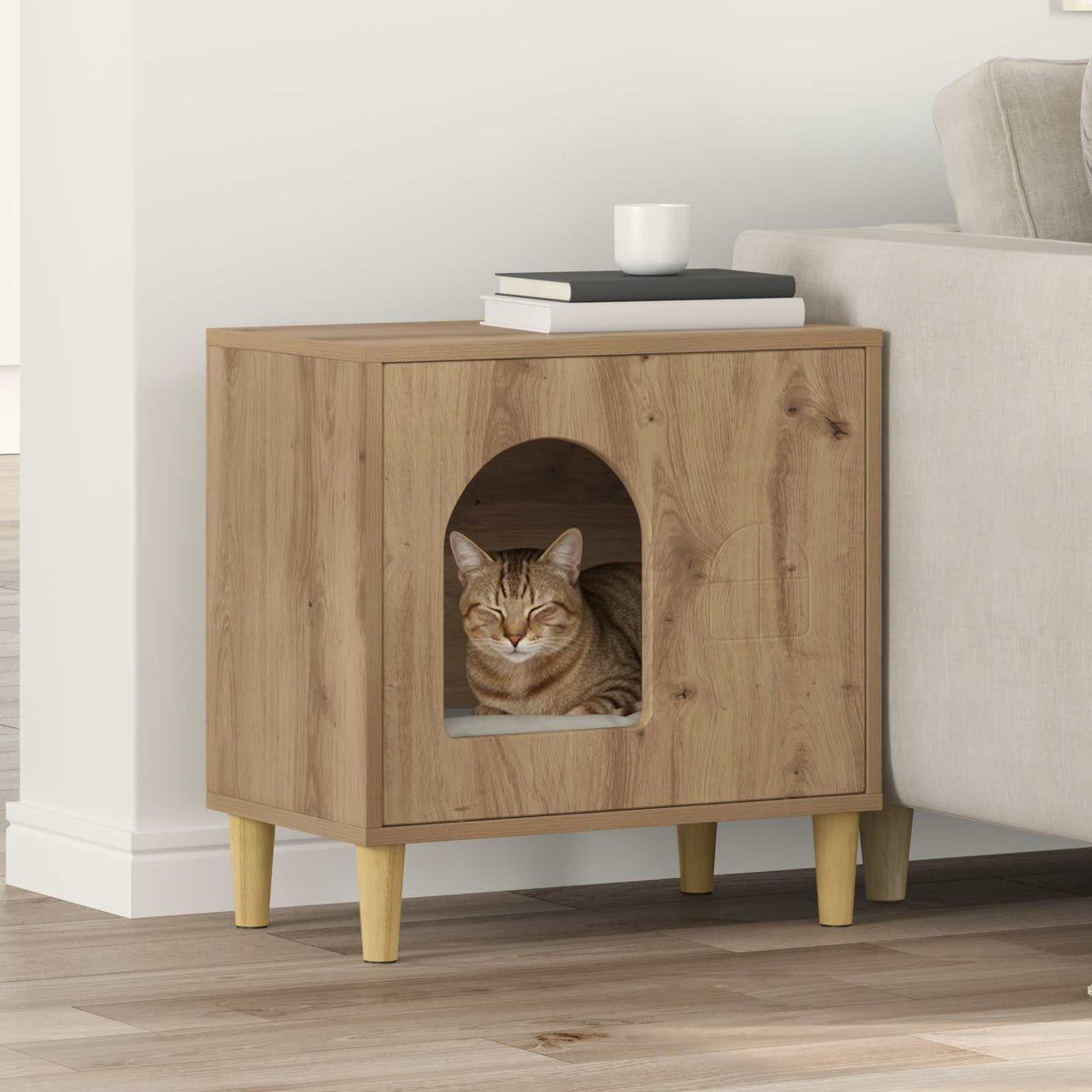 Kattenhuis 51 X 30 X 52 Cm Bewerkt Hout