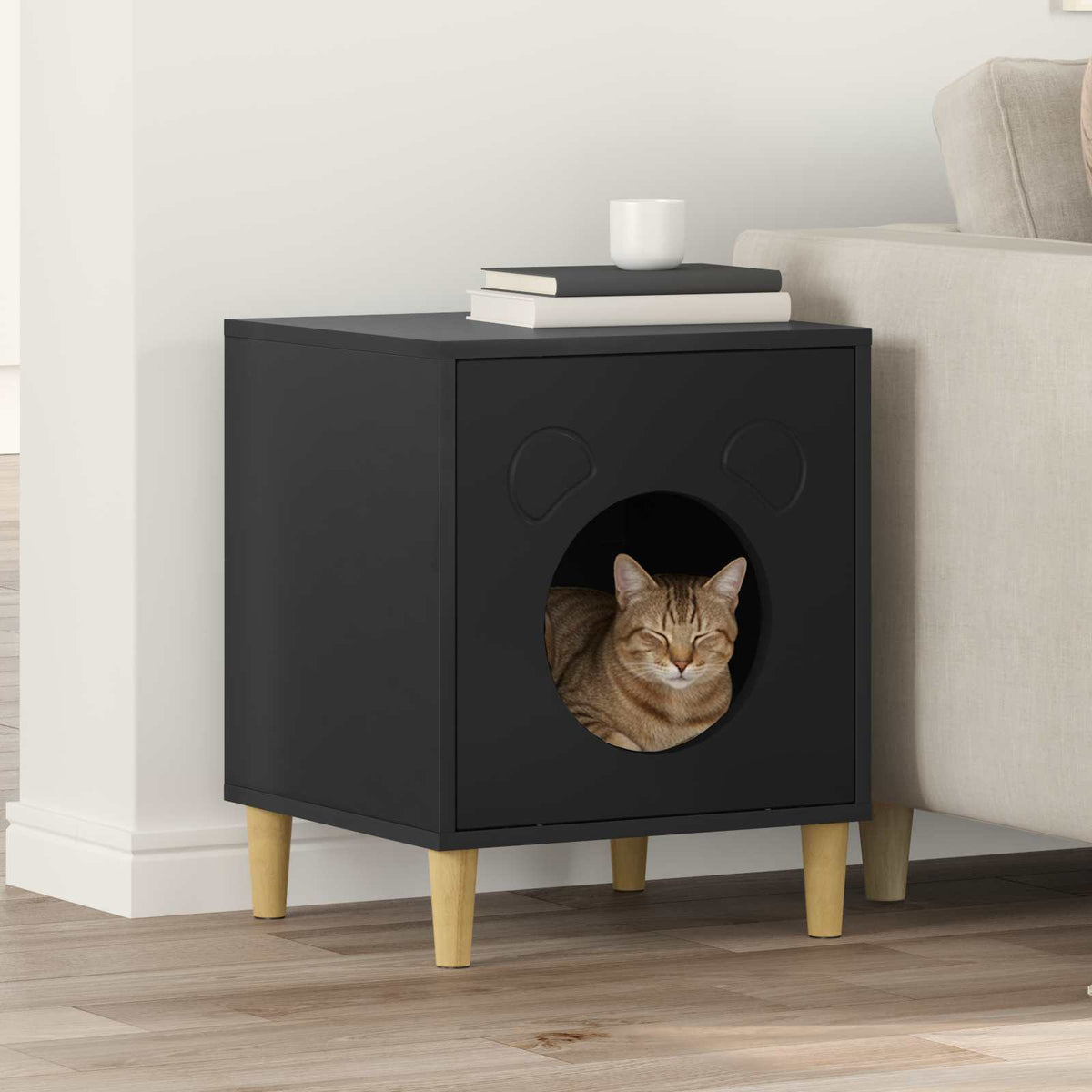 Kattenhuis Glanzend Wit 42,5 X 40 X 53 Cm Bewerkt Hout