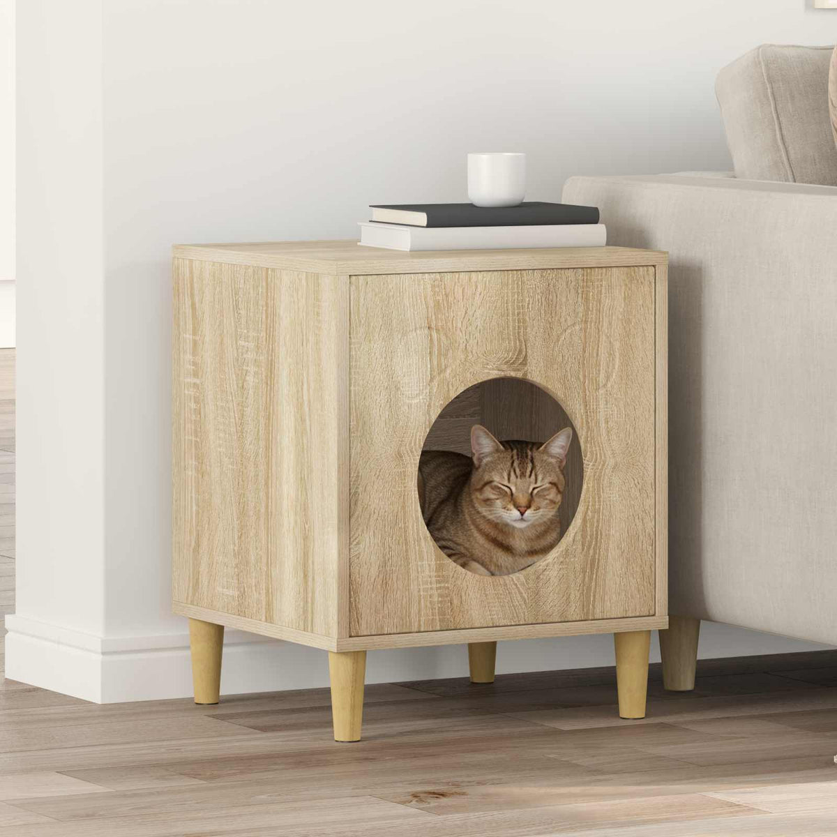 Kattenhuis Glanzend Wit 42,5 X 40 X 53 Cm Bewerkt Hout