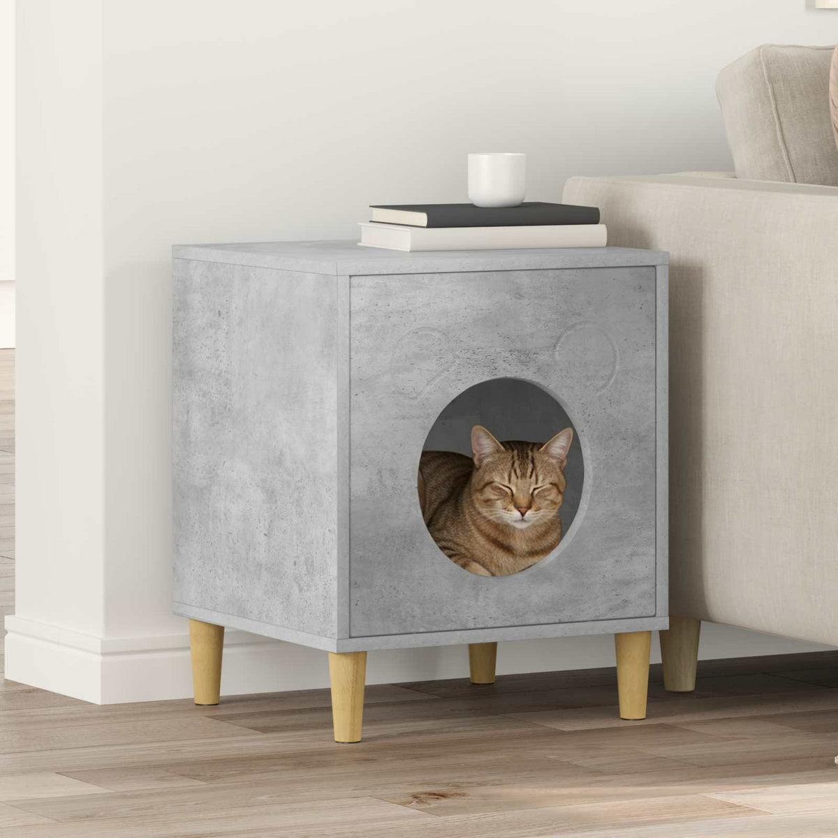 Kattenhuis Glanzend Wit 42,5 X 40 X 53 Cm Bewerkt Hout