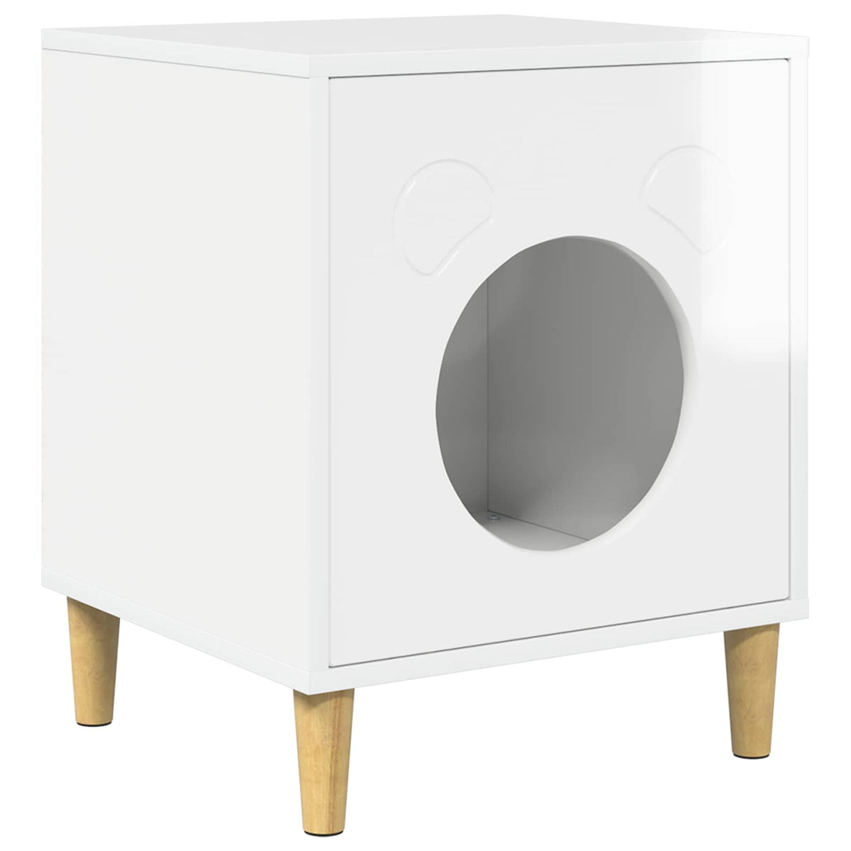 Kattenhuis Glanzend Wit 42,5 X 40 X 53 Cm Bewerkt Hout