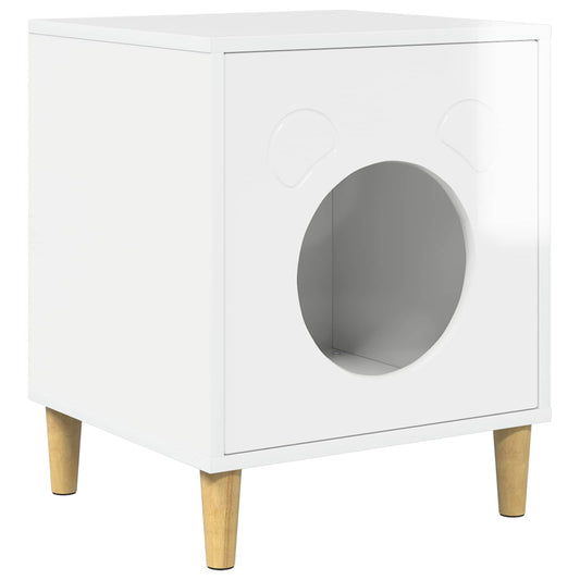 Kattenhuis Glanzend Wit 42,5 X 40 X 53 Cm Bewerkt Hout