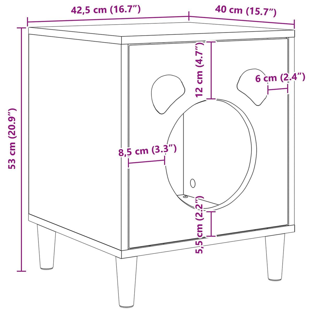 Kattenhuis Glanzend Wit 42,5 X 40 X 53 Cm Bewerkt Hout