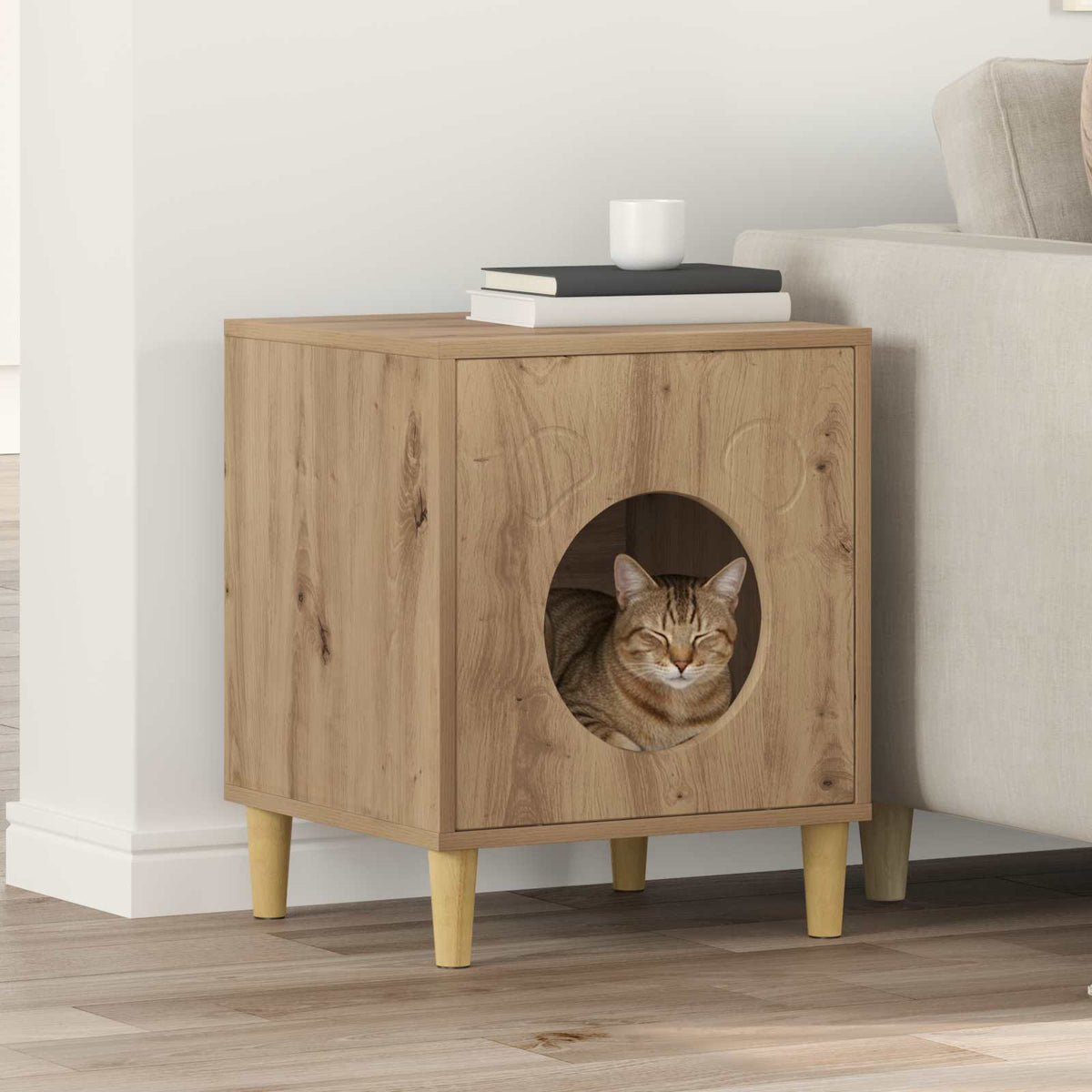 Kattenhuis Glanzend Wit 42,5 X 40 X 53 Cm Bewerkt Hout