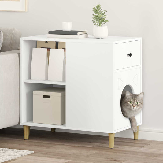 Kattenhuis 72 X 42,5 X 70 Cm Bewerkt Hout