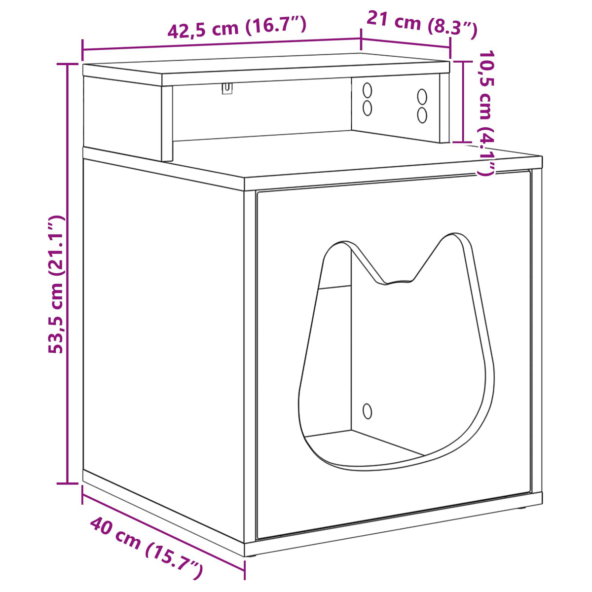 Kattenhuis 42,5 X 40 X 53,5 Cm Bewerkt Hout