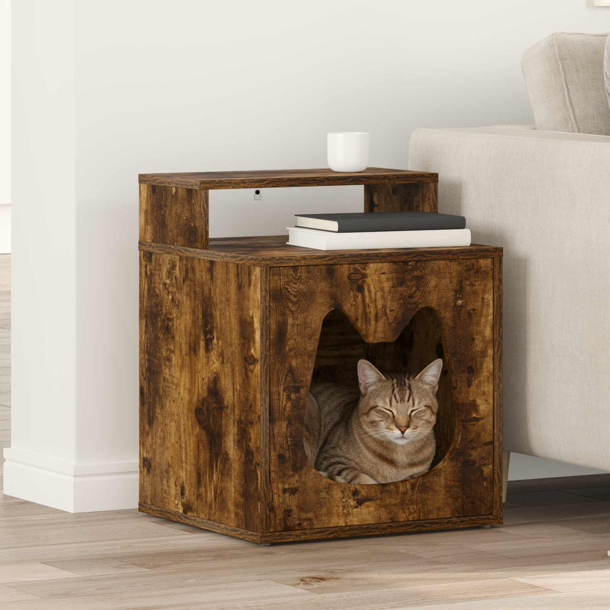 Kattenhuis 42,5 X 40 X 53,5 Cm Bewerkt Hout